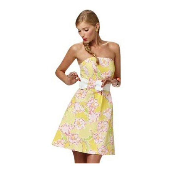 LILLY PULITZER Amberly Floral Print Strapless Dress